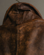 -SPECIAL- “Rick Owens” 00’s Washed lamb leather rib sleeve jacket