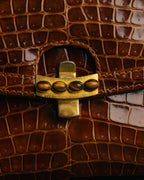 -SPECIAL- “GUCCI” 70’s Crocodile tiger eye clasp shoulder bag