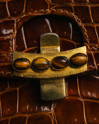 -SPECIAL- “GUCCI” 70’s Crocodile tiger eye clasp shoulder bag