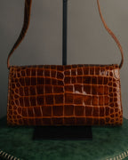 -SPECIAL- “GUCCI” 70’s Crocodile tiger eye clasp shoulder bag