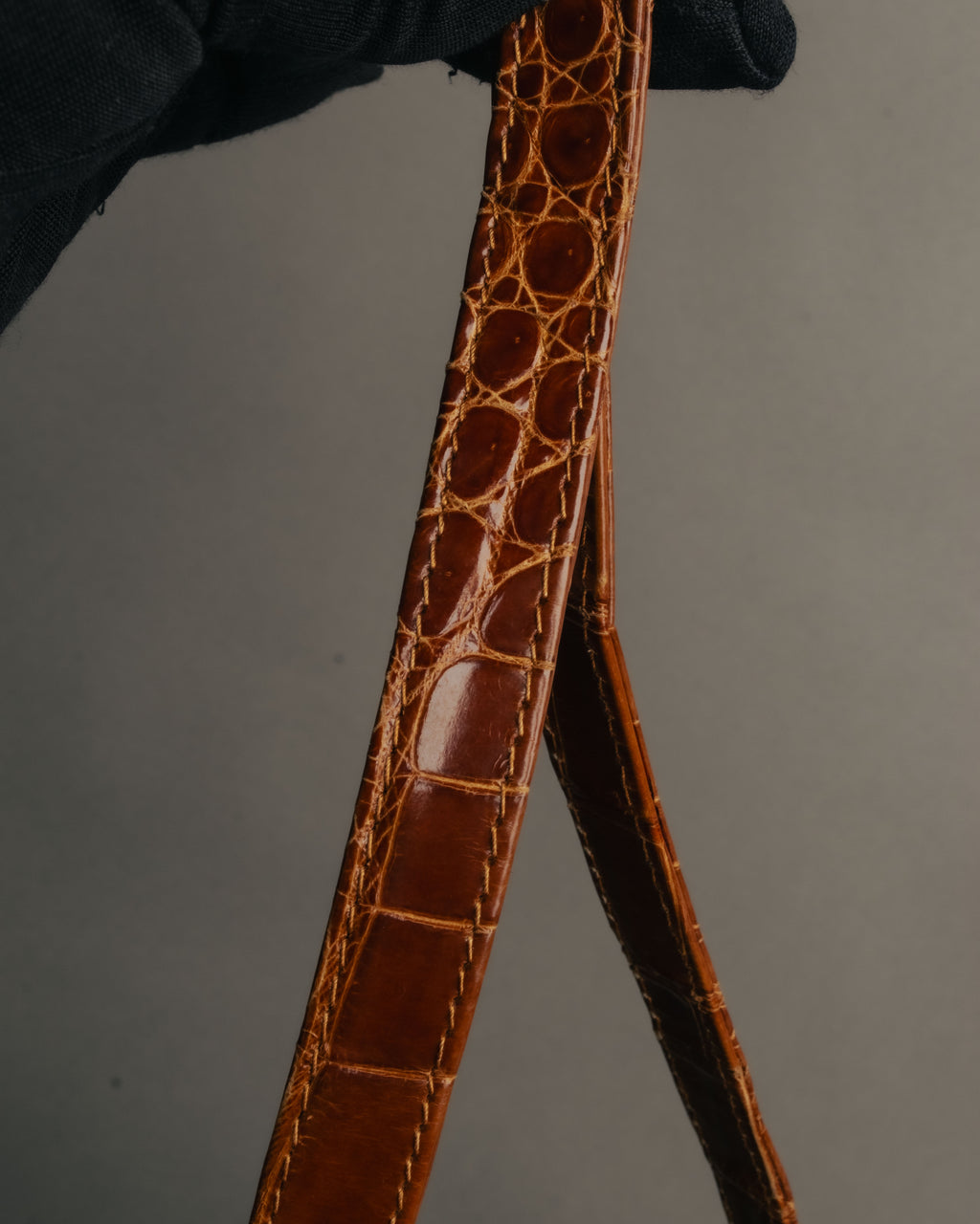 -SPECIAL- “GUCCI” 70’s Crocodile tiger eye clasp shoulder bag