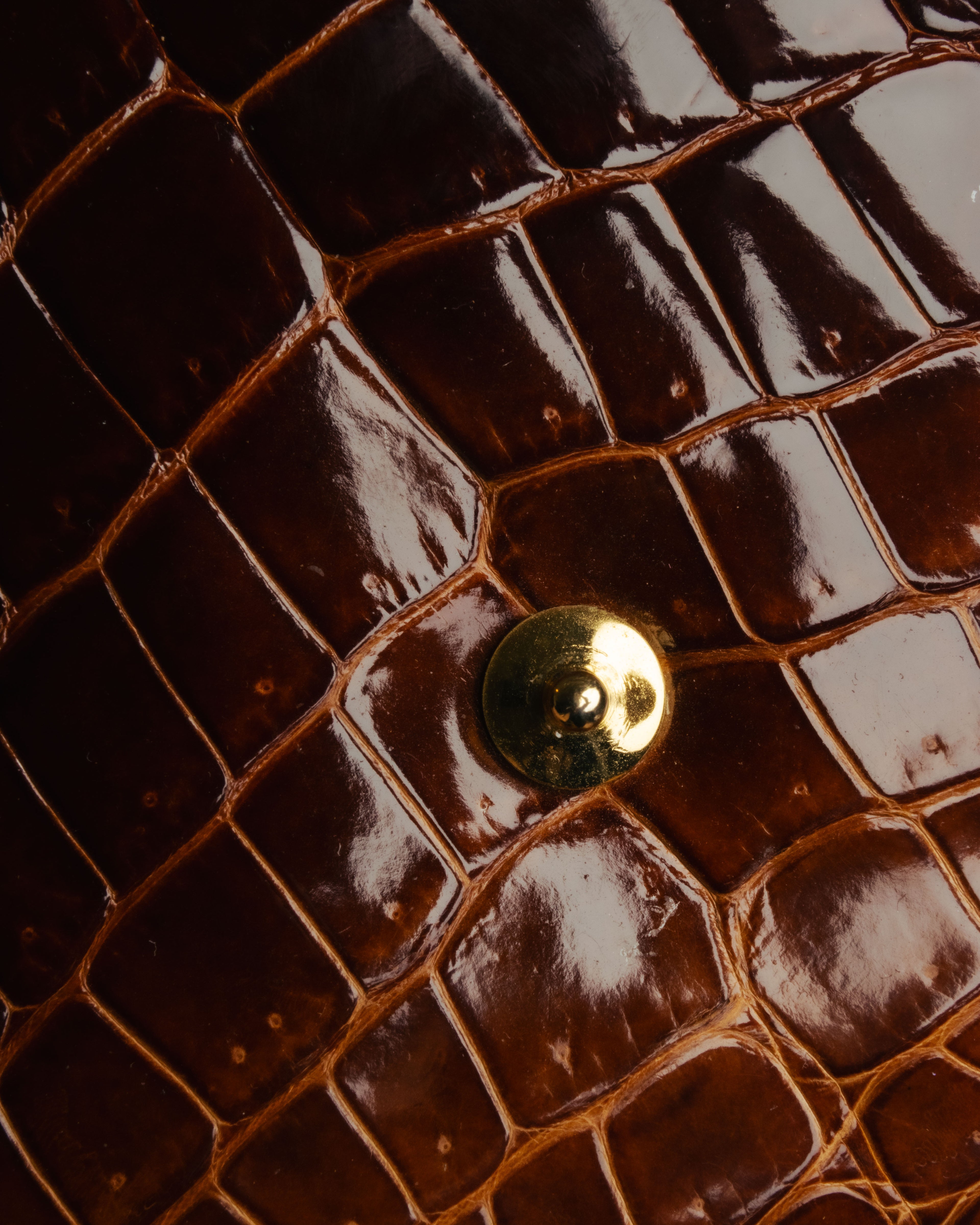-SPECIAL- “GUCCI” 70’s Crocodile tiger eye clasp shoulder bag