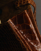 -SPECIAL- “GUCCI” 70’s Crocodile tiger eye clasp shoulder bag