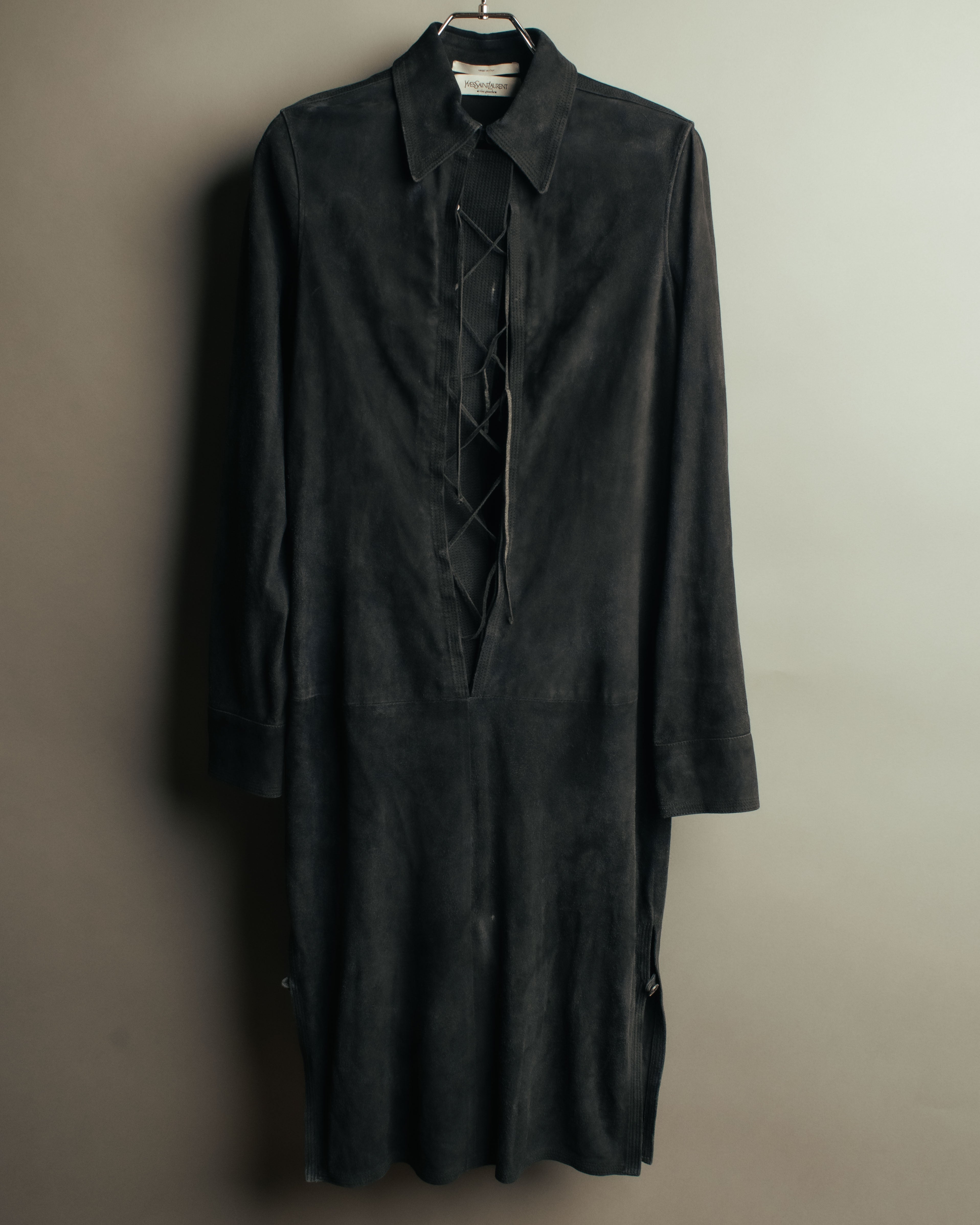 -SPECIAL- “Yves Saint Laurent rive gauche” 2001-2004 Suede lace-up safari dress
