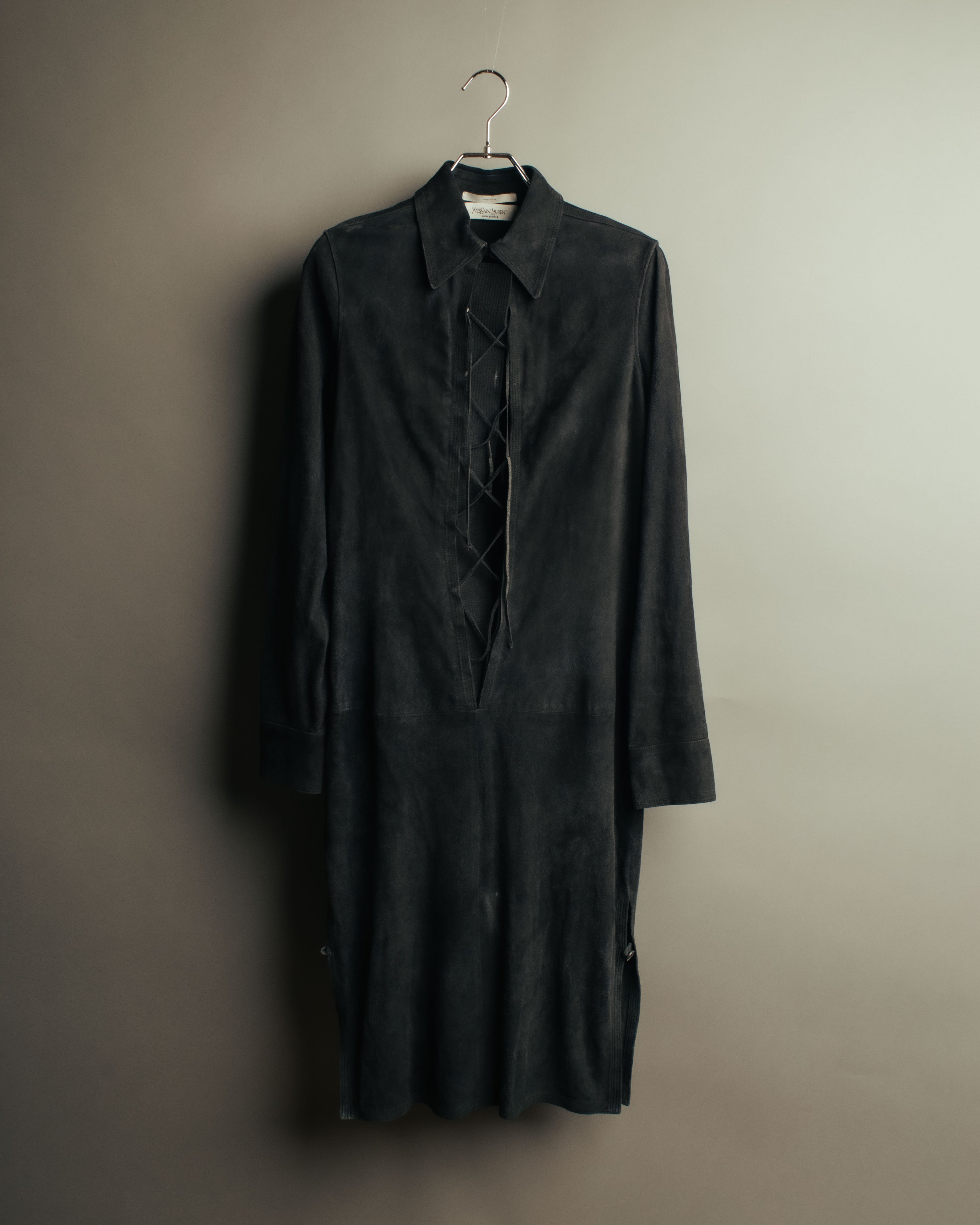 -SPECIAL- “Yves Saint Laurent rive gauche” 2001-2004 Suede lace-up safari dress