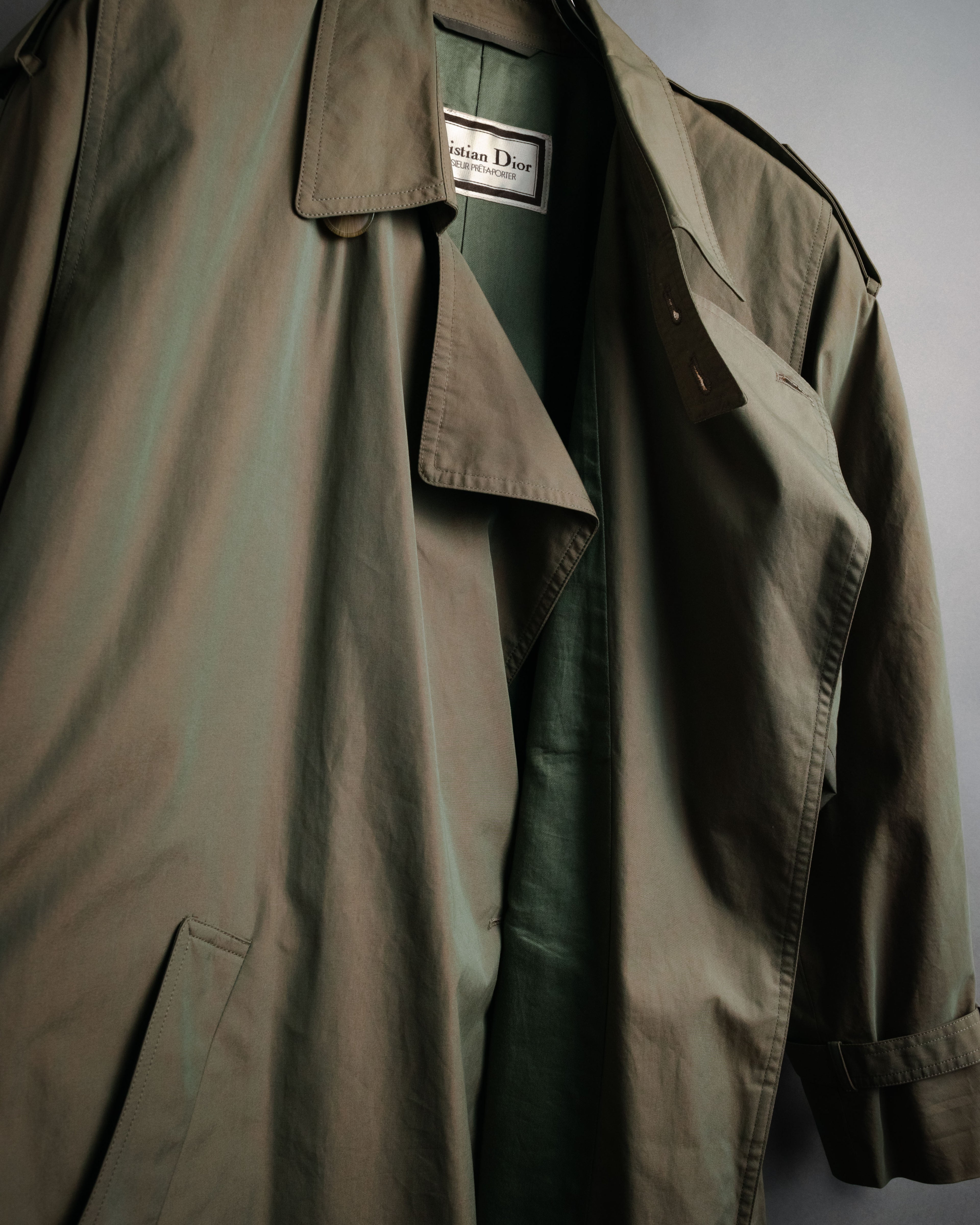 “Christian Dior” 80’s-90’s Iridescent belted trench coat