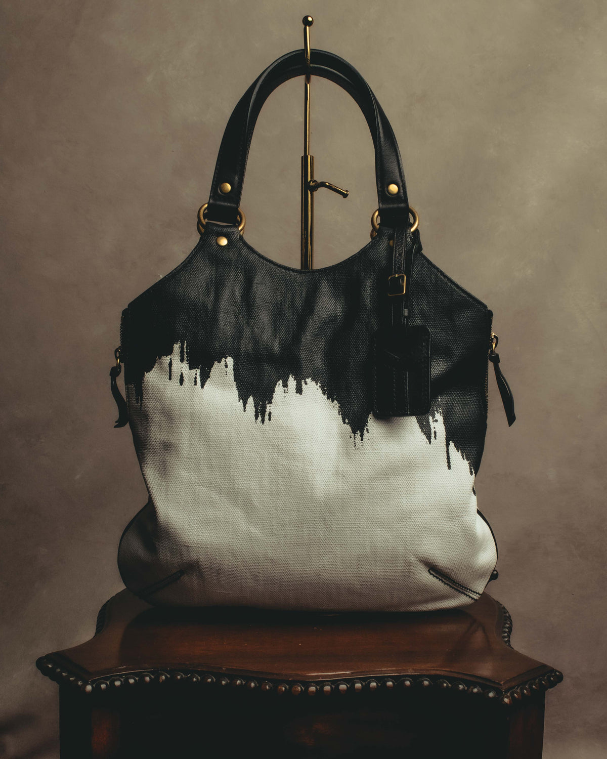 “YVES SAINT LAURENT”2007-2009 Tribute bi-color canvas tote bag