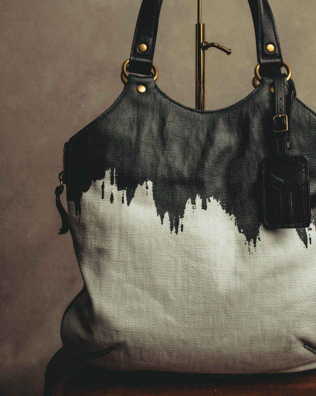 “YVES SAINT LAURENT”2007-2009 Tribute bi-color canvas tote bag