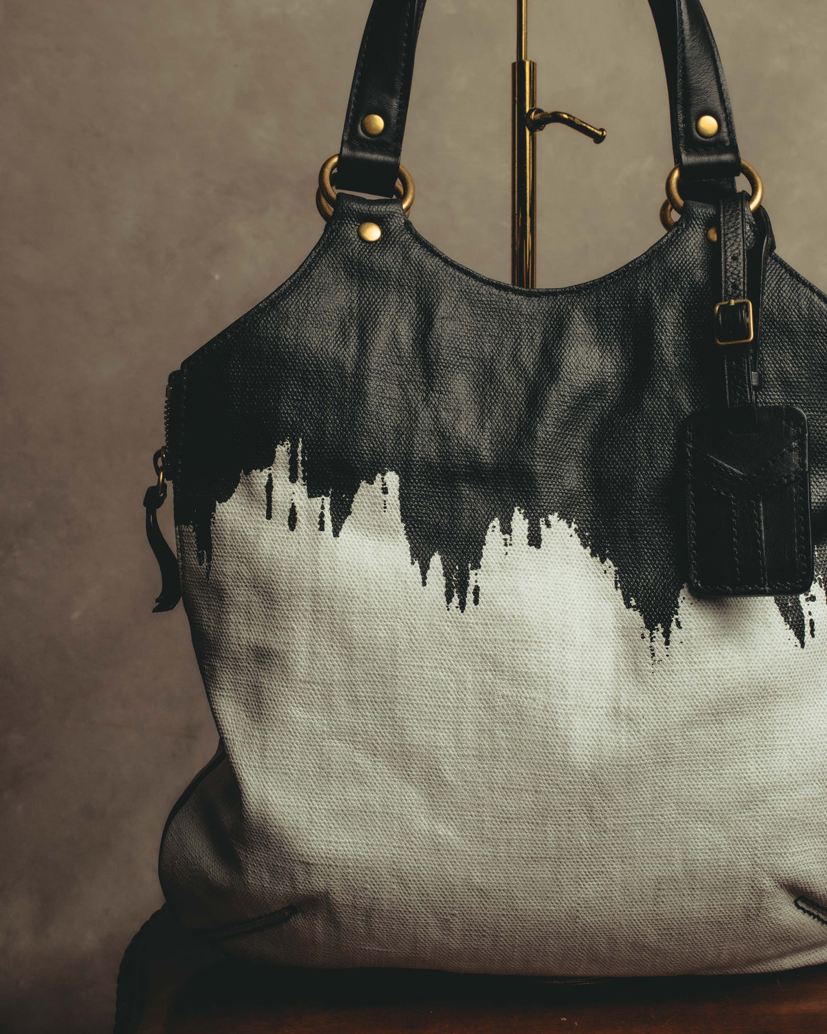 “YVES SAINT LAURENT”2007-2009 Tribute bi-color canvas tote bag