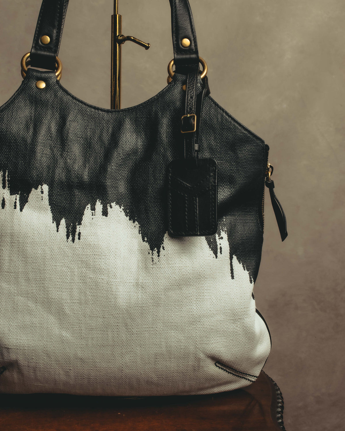 “YVES SAINT LAURENT”2007-2009 Tribute bi-color canvas tote bag