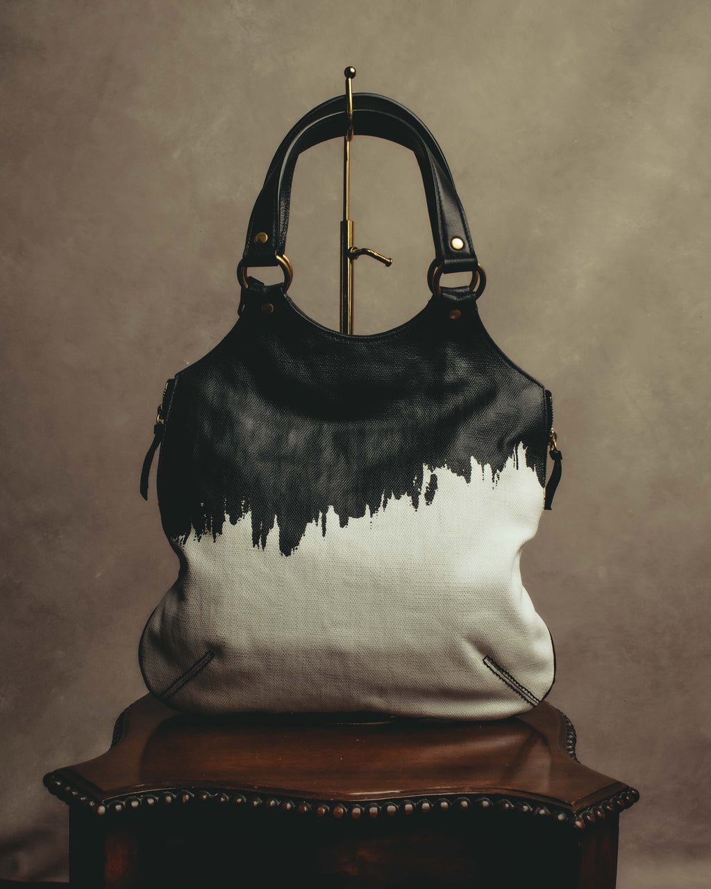 “YVES SAINT LAURENT”2007-2009 Tribute bi-color canvas tote bag