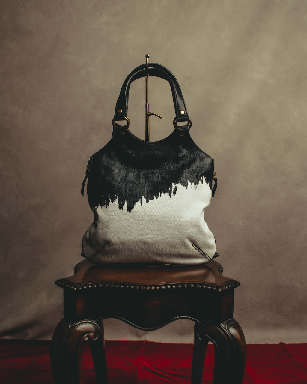 “YVES SAINT LAURENT”2007-2009 Tribute bi-color canvas tote bag