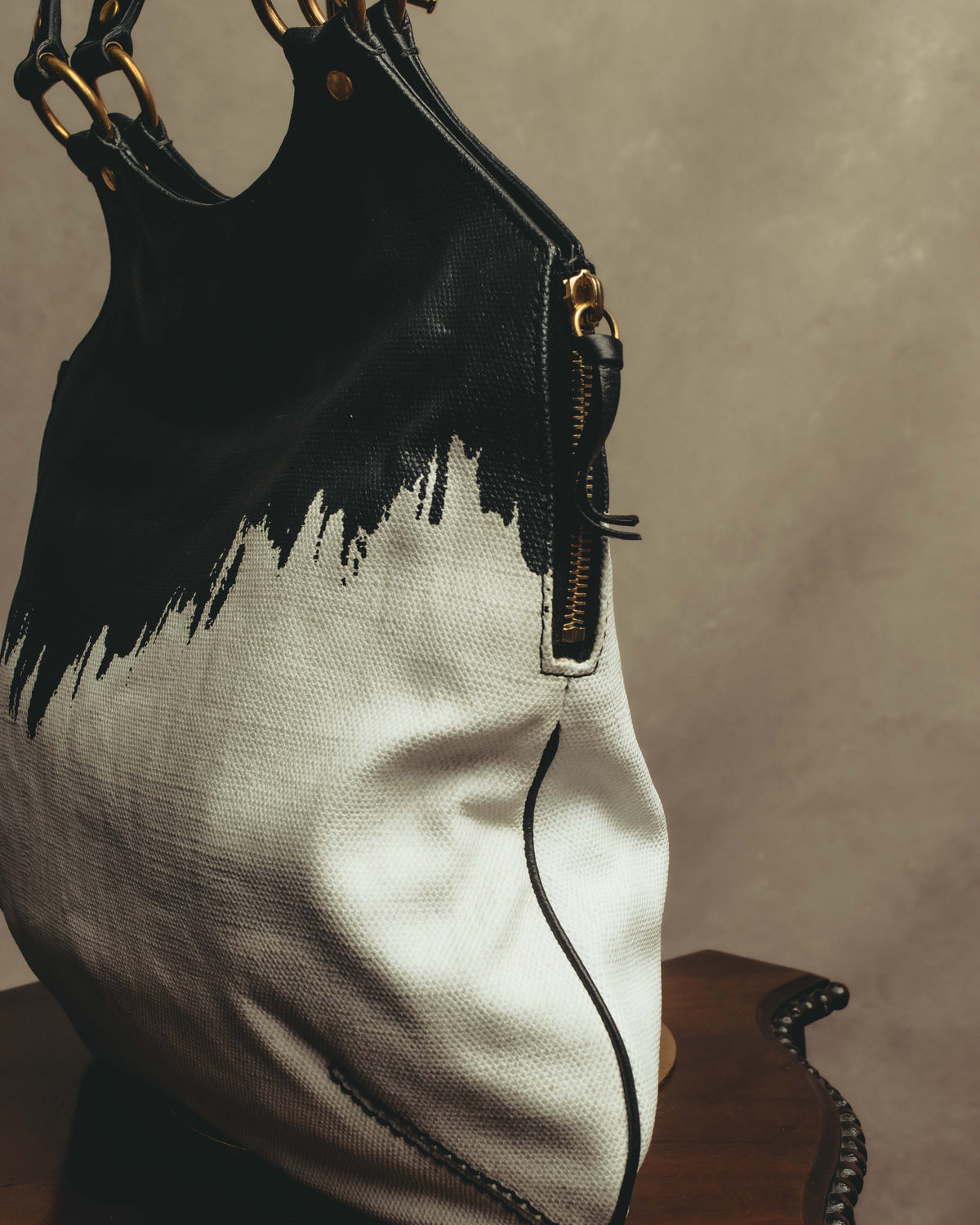 “YVES SAINT LAURENT”2007-2009 Tribute bi-color canvas tote bag