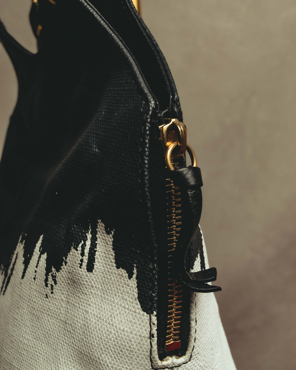 “YVES SAINT LAURENT”2007-2009 Tribute bi-color canvas tote bag