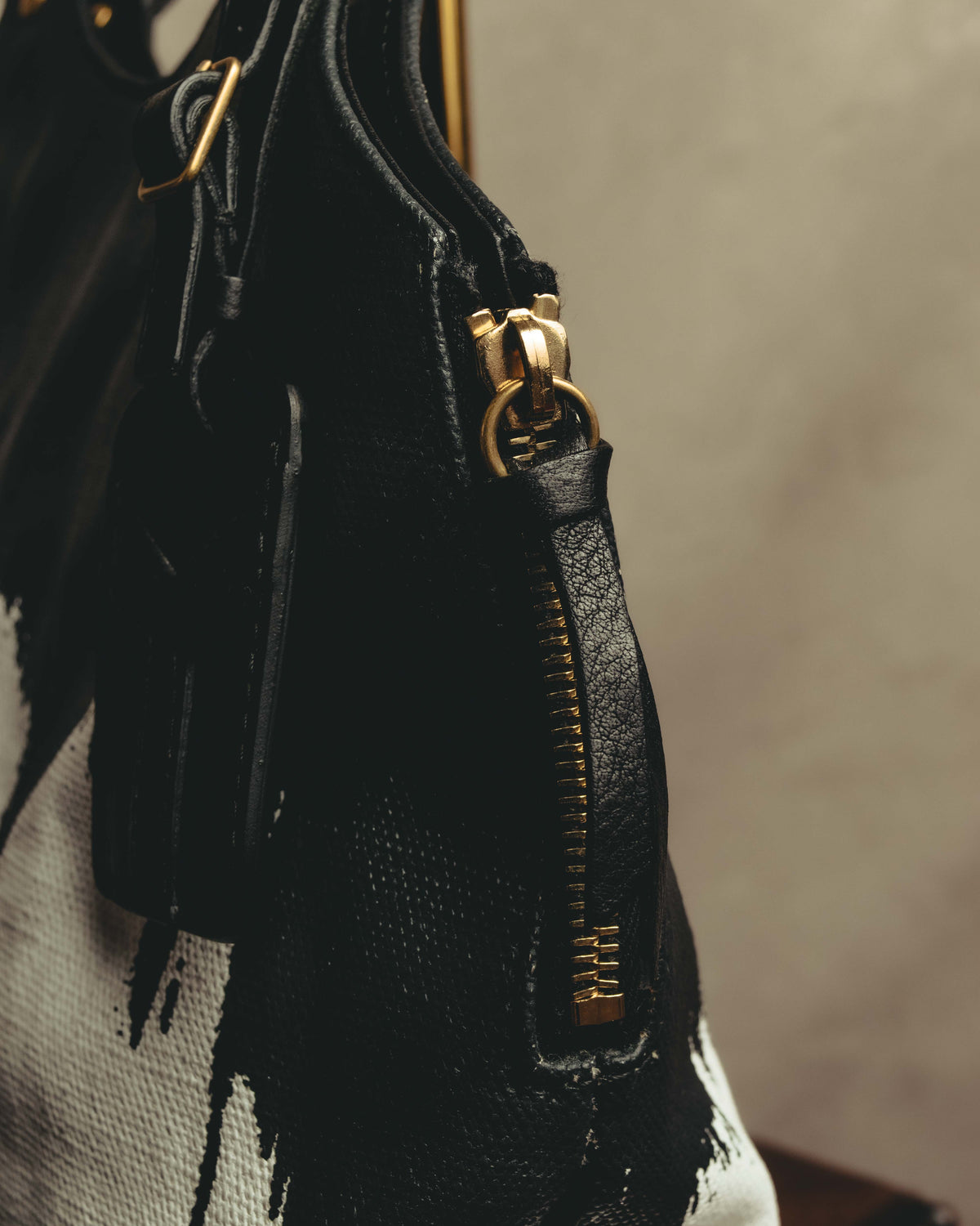 “YVES SAINT LAURENT”2007-2009 Tribute bi-color canvas tote bag