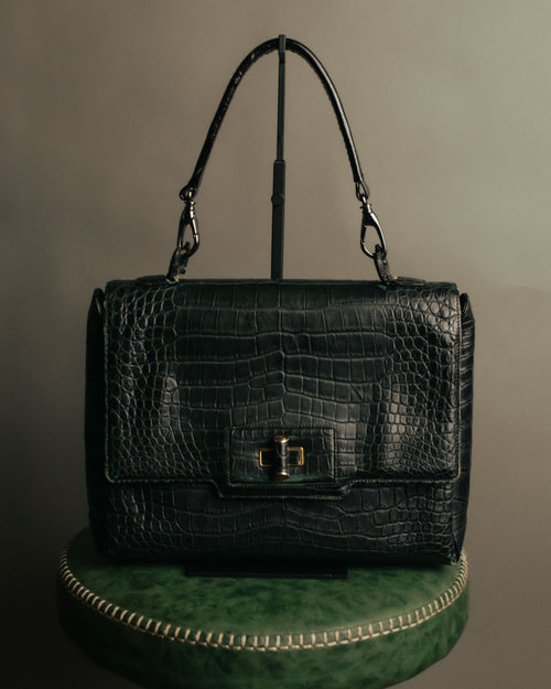 -SPECIAL- “GUCCI“ 70’s Crocodile turn lock handbag