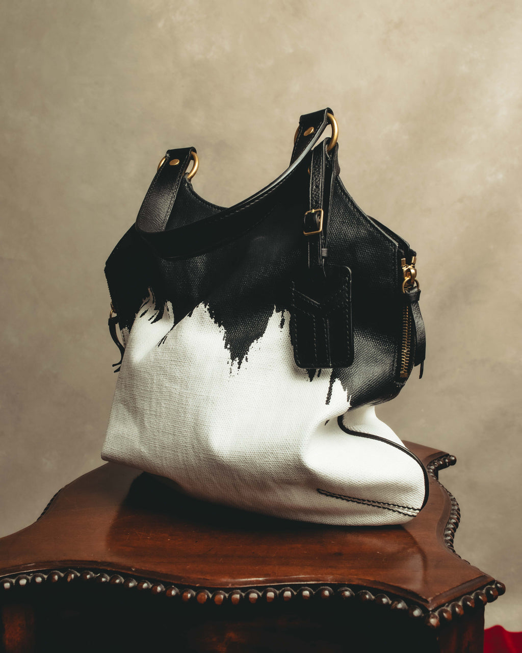 “YVES SAINT LAURENT”2007-2009 Tribute bi-color canvas tote bag