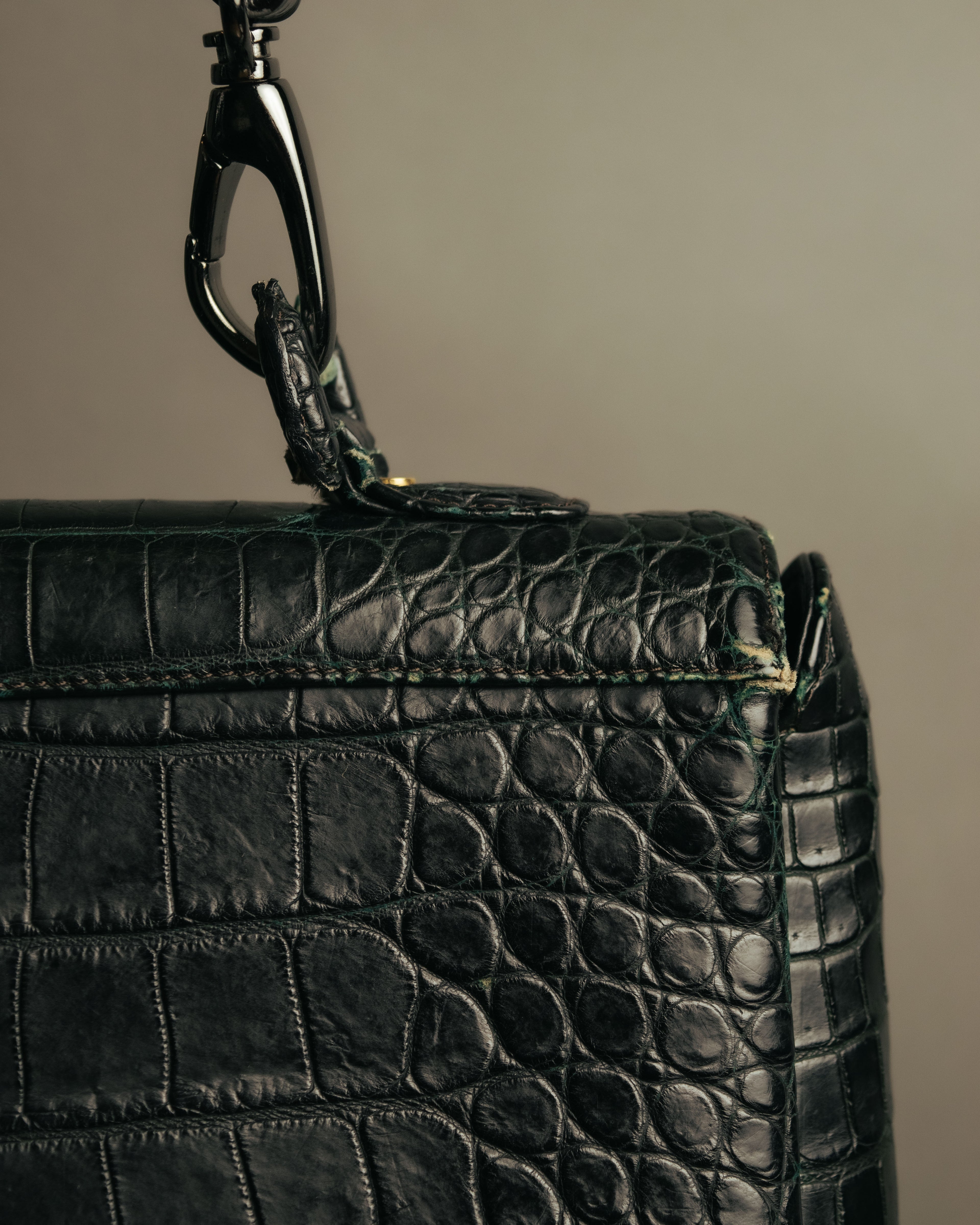 -SPECIAL- “GUCCI“ 70’s Crocodile turn lock handbag