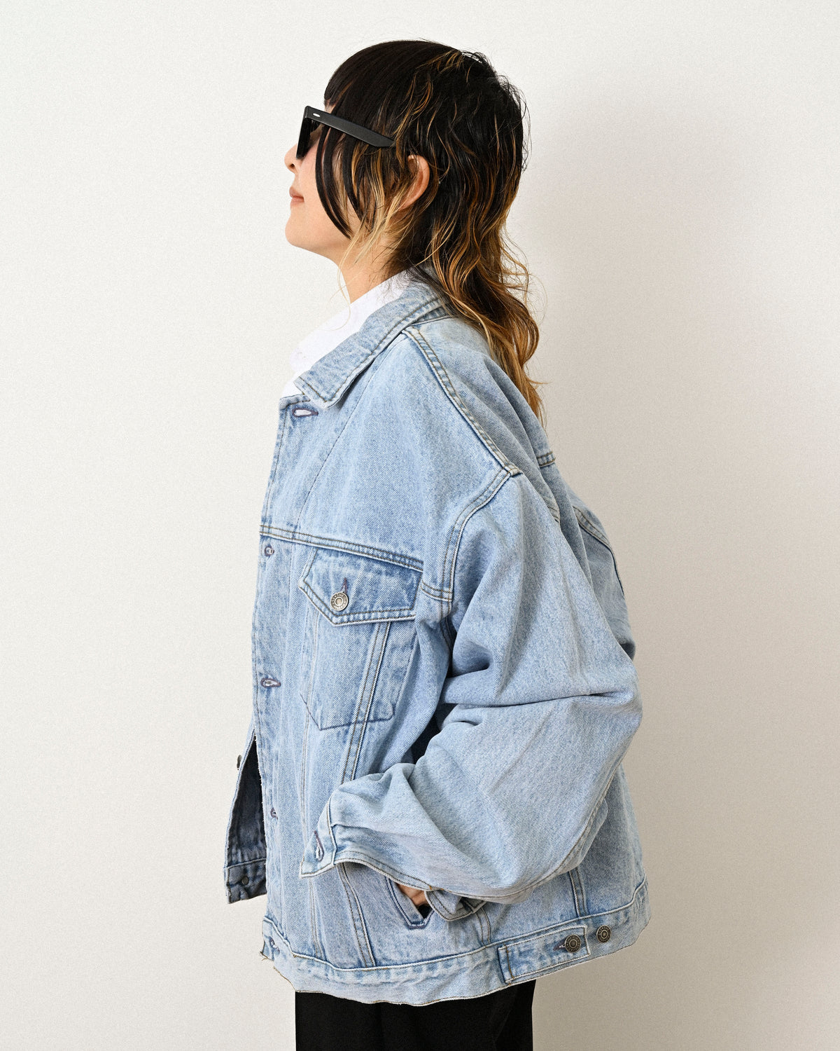 GAP DENIM/ Oversized Short Faded Denim Jacket