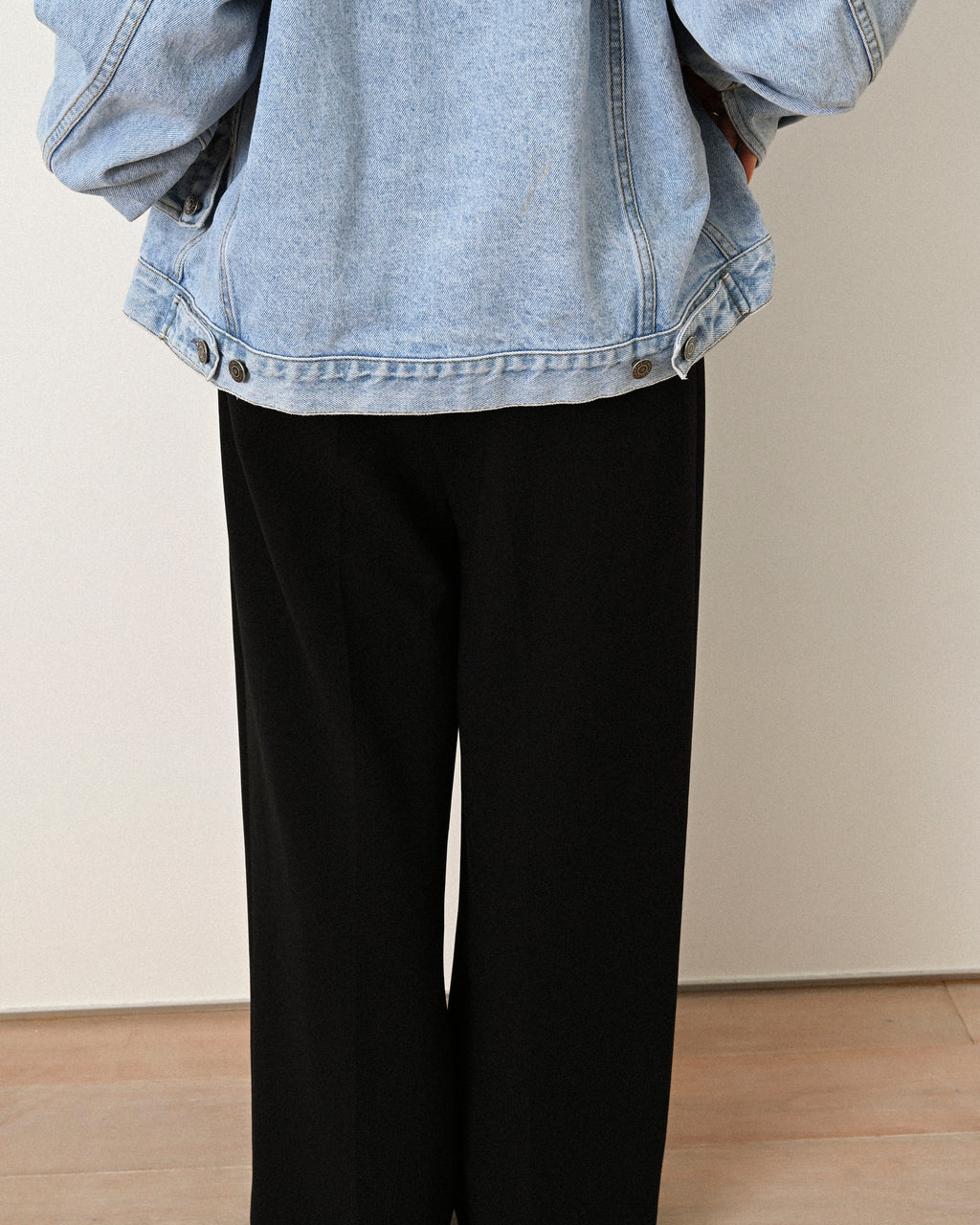 HERMES/ 22AW Refined Wool Wide Leg Trousers Black