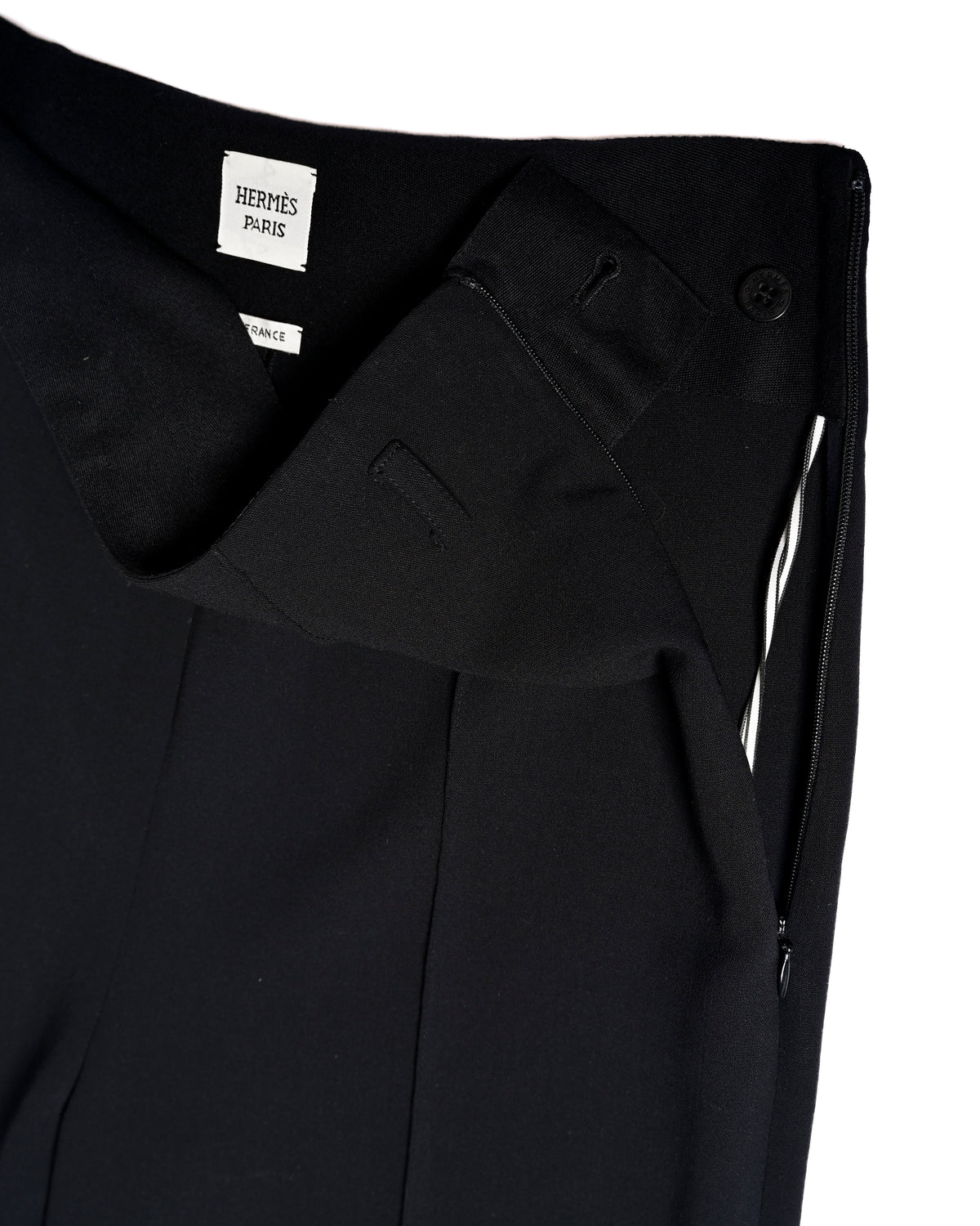 HERMES/ 22AW Refined Wool Wide Leg Trousers Black