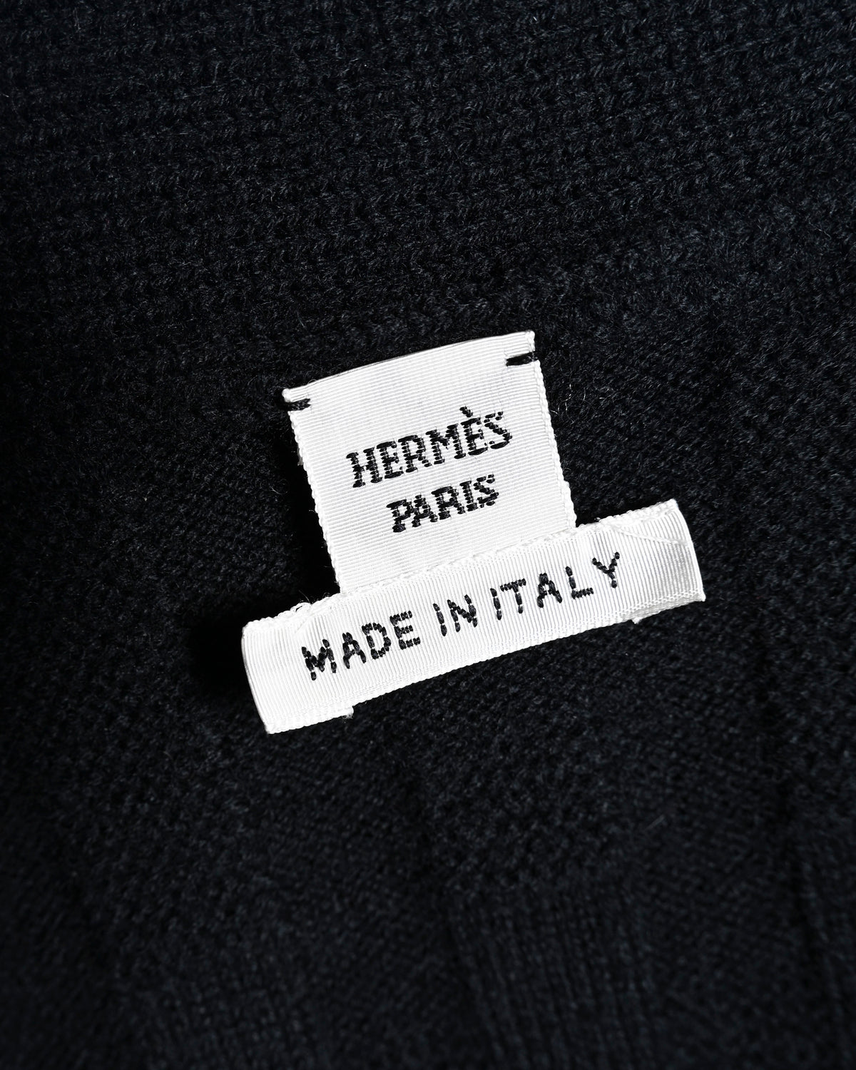 HERMES/ 2010's-20's Minimalist H-Patterned 1B Virgin Wool Cardigan Black