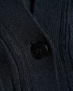 HERMES/ 2010's-20's Minimalist H-Patterned 1B Virgin Wool Cardigan Black