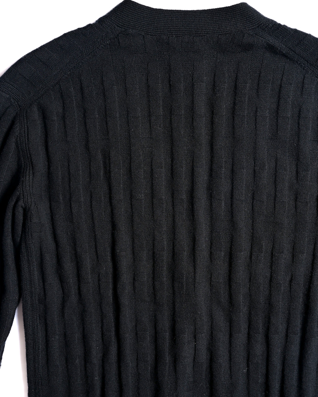 HERMES/ 2010's-20's Minimalist H-Patterned 1B Virgin Wool Cardigan Black