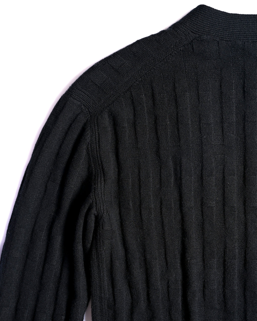 HERMES/ 2010's-20's Minimalist H-Patterned 1B Virgin Wool Cardigan Black