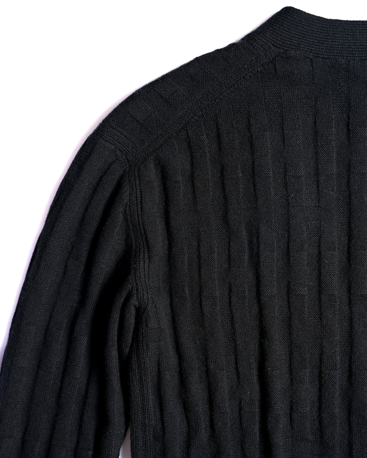 HERMES/ 2010's-20's Minimalist H-Patterned 1B Virgin Wool Cardigan Black