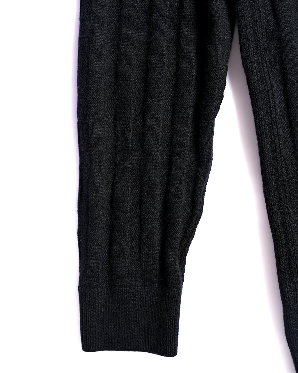 HERMES/ 2010's-20's Minimalist H-Patterned 1B Virgin Wool Cardigan Black