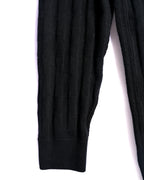 HERMES/ 2010's-20's Minimalist H-Patterned 1B Virgin Wool Cardigan Black