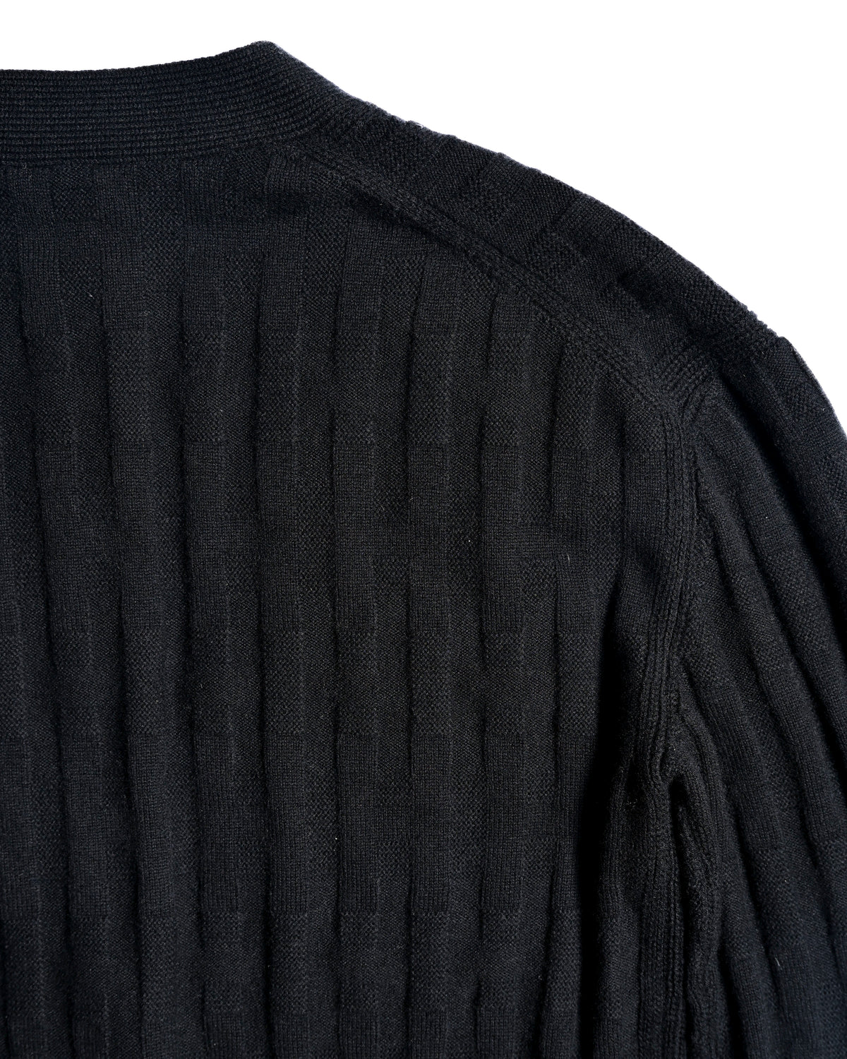 HERMES/ 2010's-20's Minimalist H-Patterned 1B Virgin Wool Cardigan Black