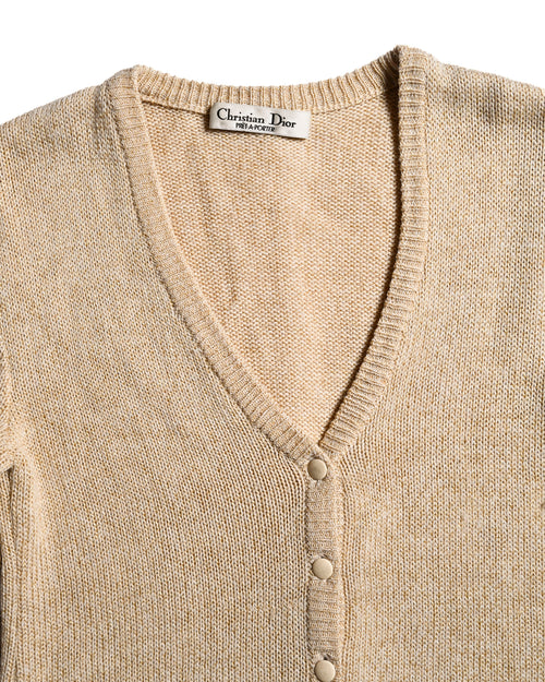 Christian Dior/ 80's Monogram knit cardigan Light Beige