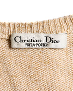 Christian Dior/ 80's Monogram knit cardigan Light Beige