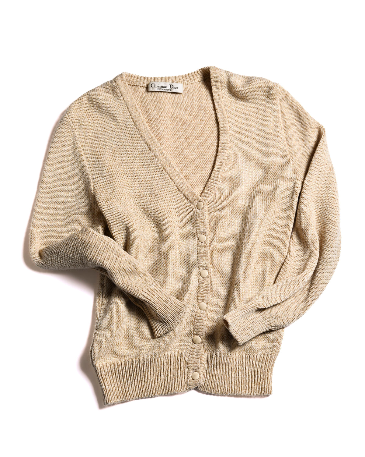 Christian Dior/ 80's Monogram knit cardigan Light Beige
