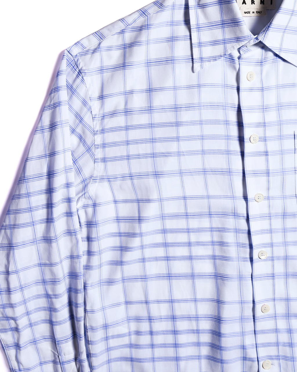 MARNI by Francesco Risso/ 2020 Super Oversized  Check Pattern Cotton Shirt White×Blue