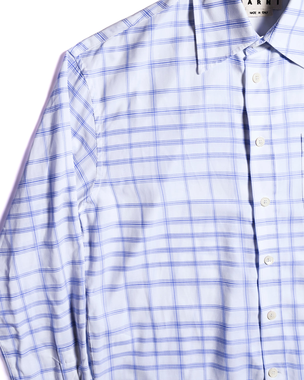 MARNI by Francesco Risso/ 2020 Super Oversized  Check Pattern Cotton Shirt White×Blue