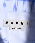 MARNI by Francesco Risso/ 2020 Super Oversized  Check Pattern Cotton Shirt White×Blue