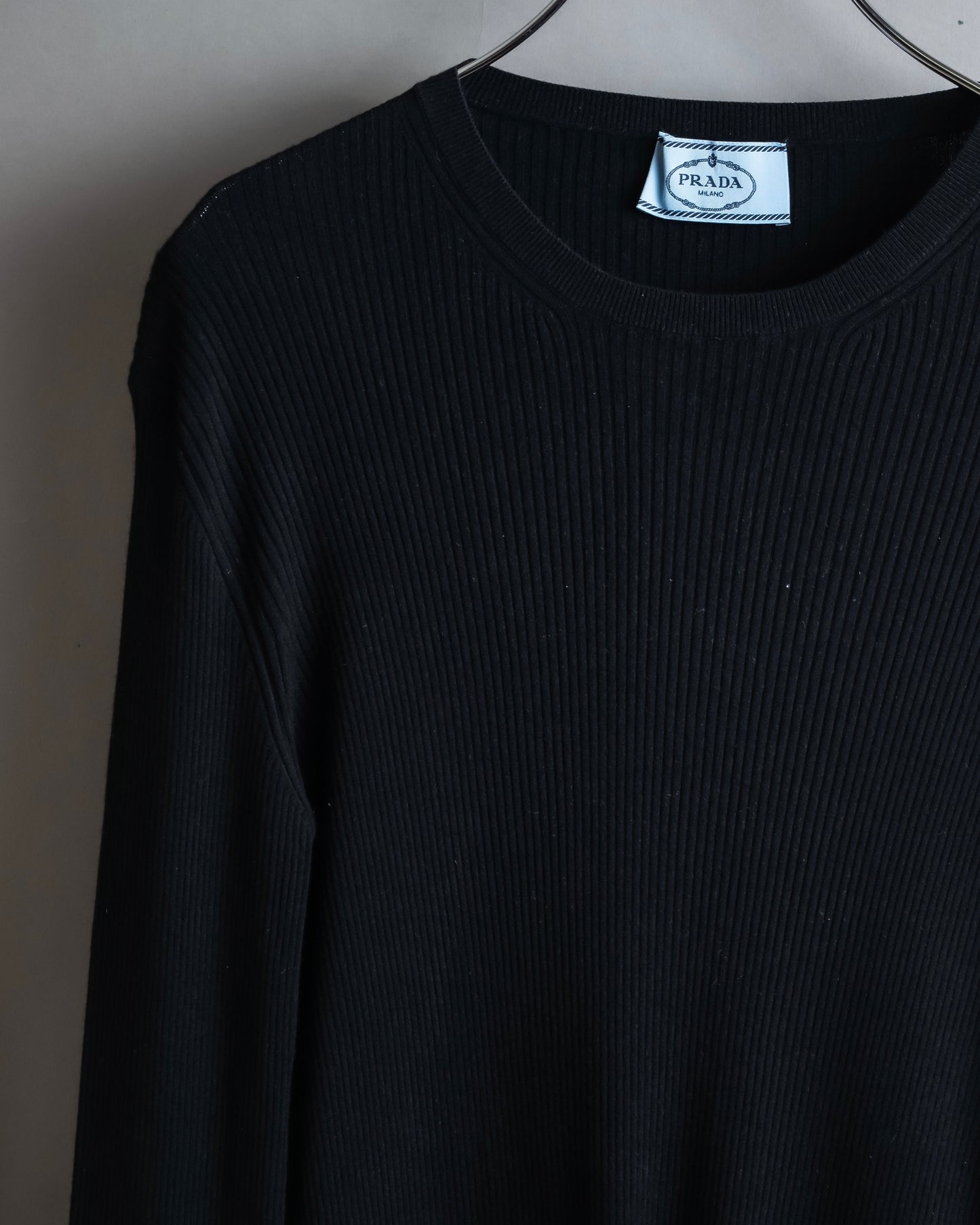 "PRADA" Ribbed black color pullover knit