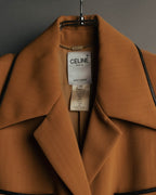 -SPECIAL- "CELINE" 80's-90's Black piped wool tailored jacket