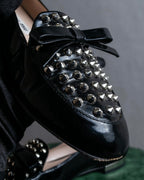 "MIU MIU" Stud＆ribbon design metal heel pumps