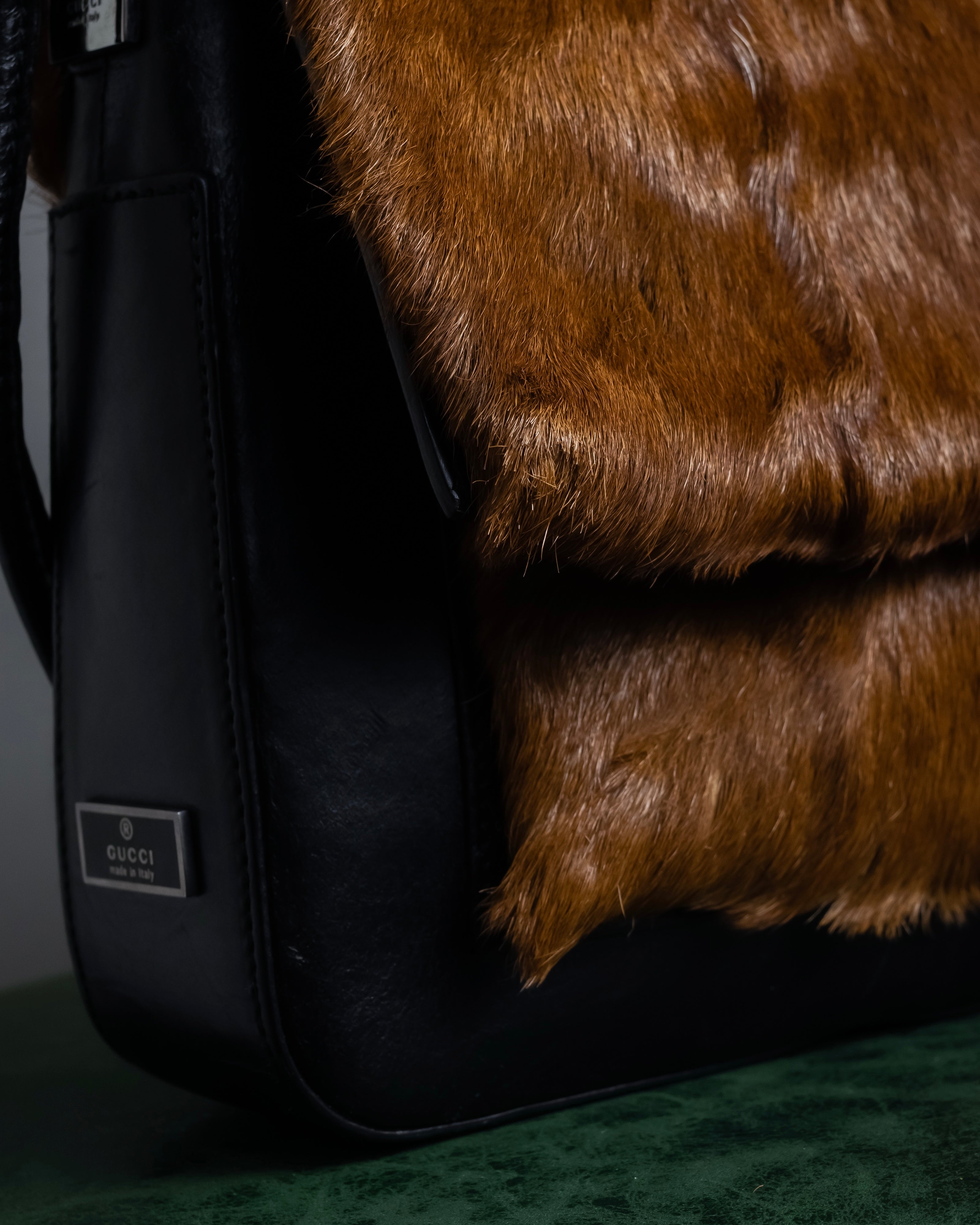 "GUCCI" Combination design hair calf leather bag