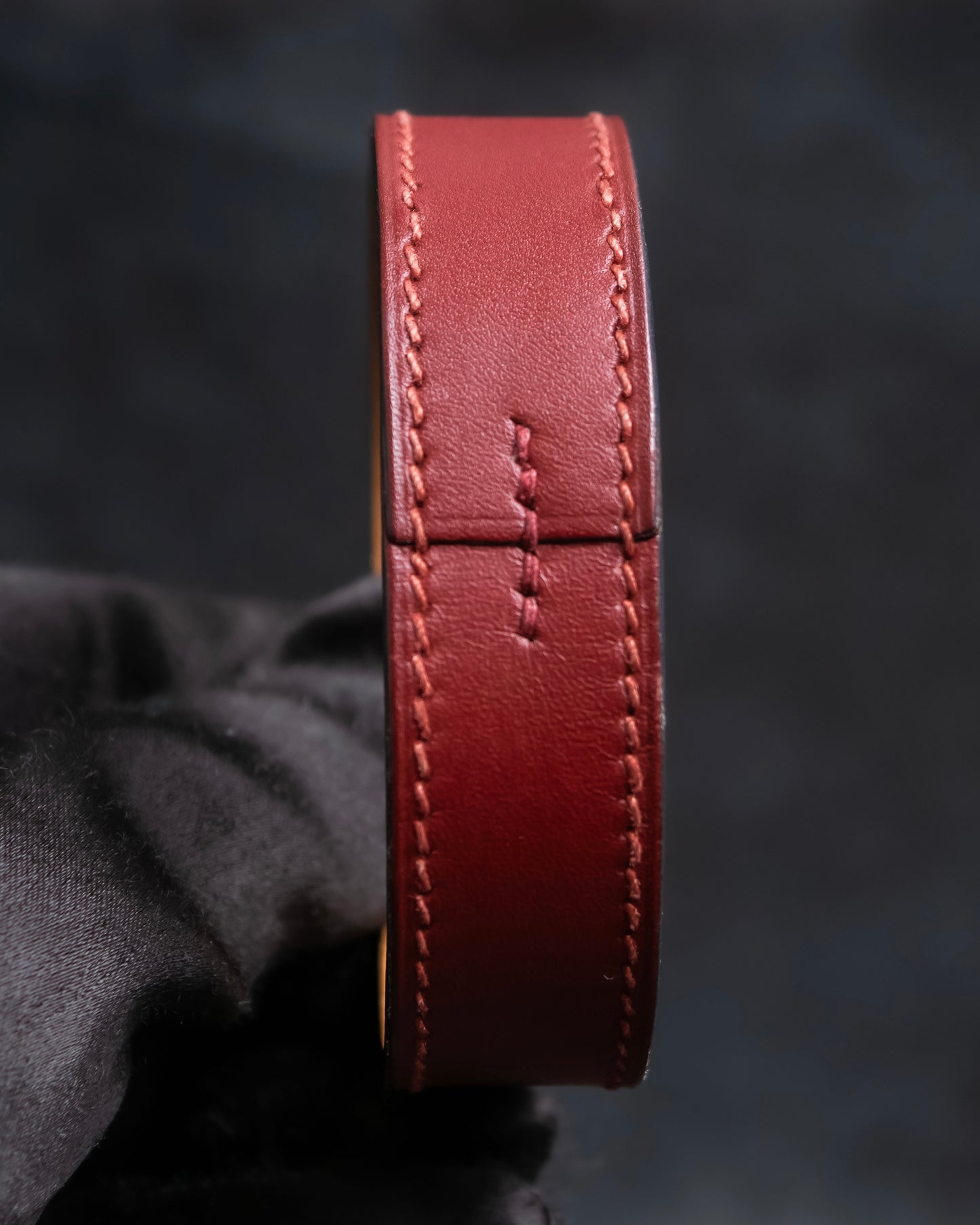 "HERMES" Margiela period burgundy leather bracelet