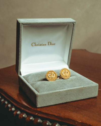 “Christian Dior” 80’s-90’s CD monogram coin motif gold tone cufflinks
