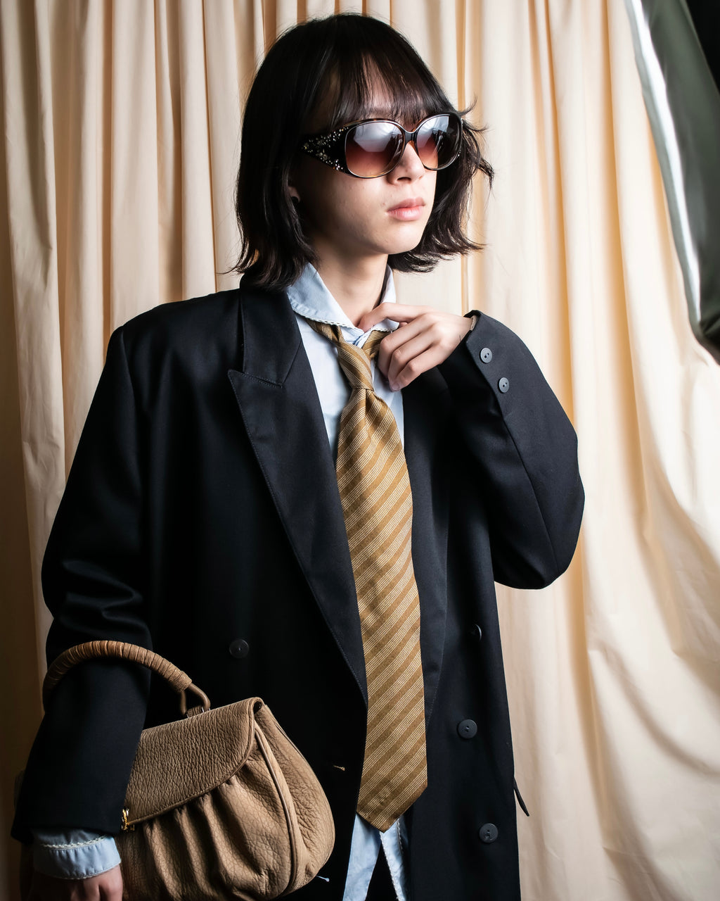 "GIORGIO ARMANI" Diagonal stripe woven silk necktie