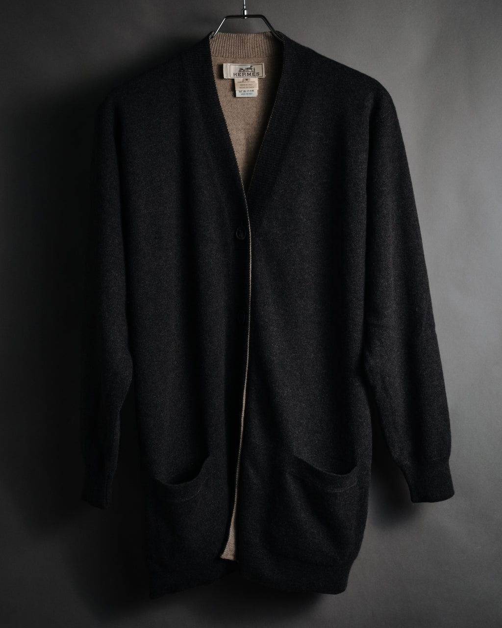 –SPECIAL– "HERMES" 90’s-00’s Double-faced reversible linen cotton cardigan