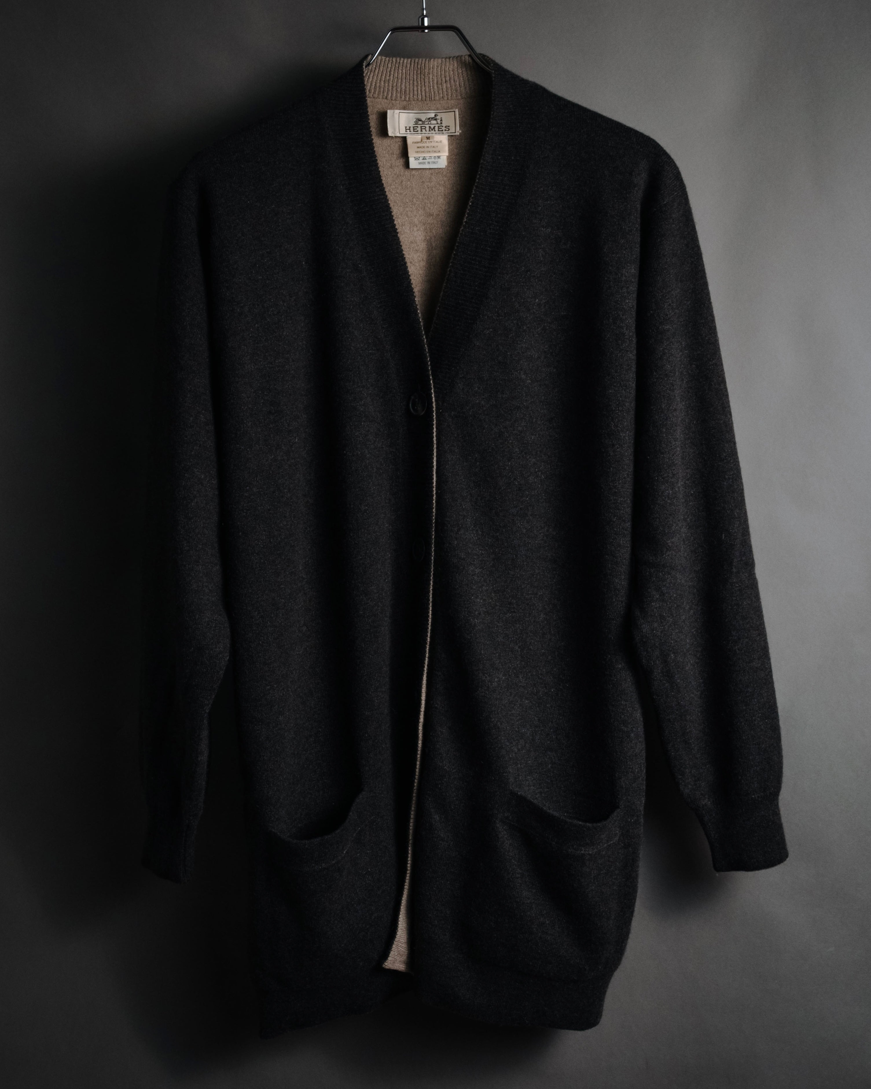 –SPECIAL– "HERMES" 90’s-00’s Double-faced reversible linen cotton cardigan