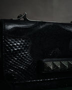 –SPECIAL– "VALENTINO GARAVANI" 2010’s Noir rockstud exotic patchwork chain bag
