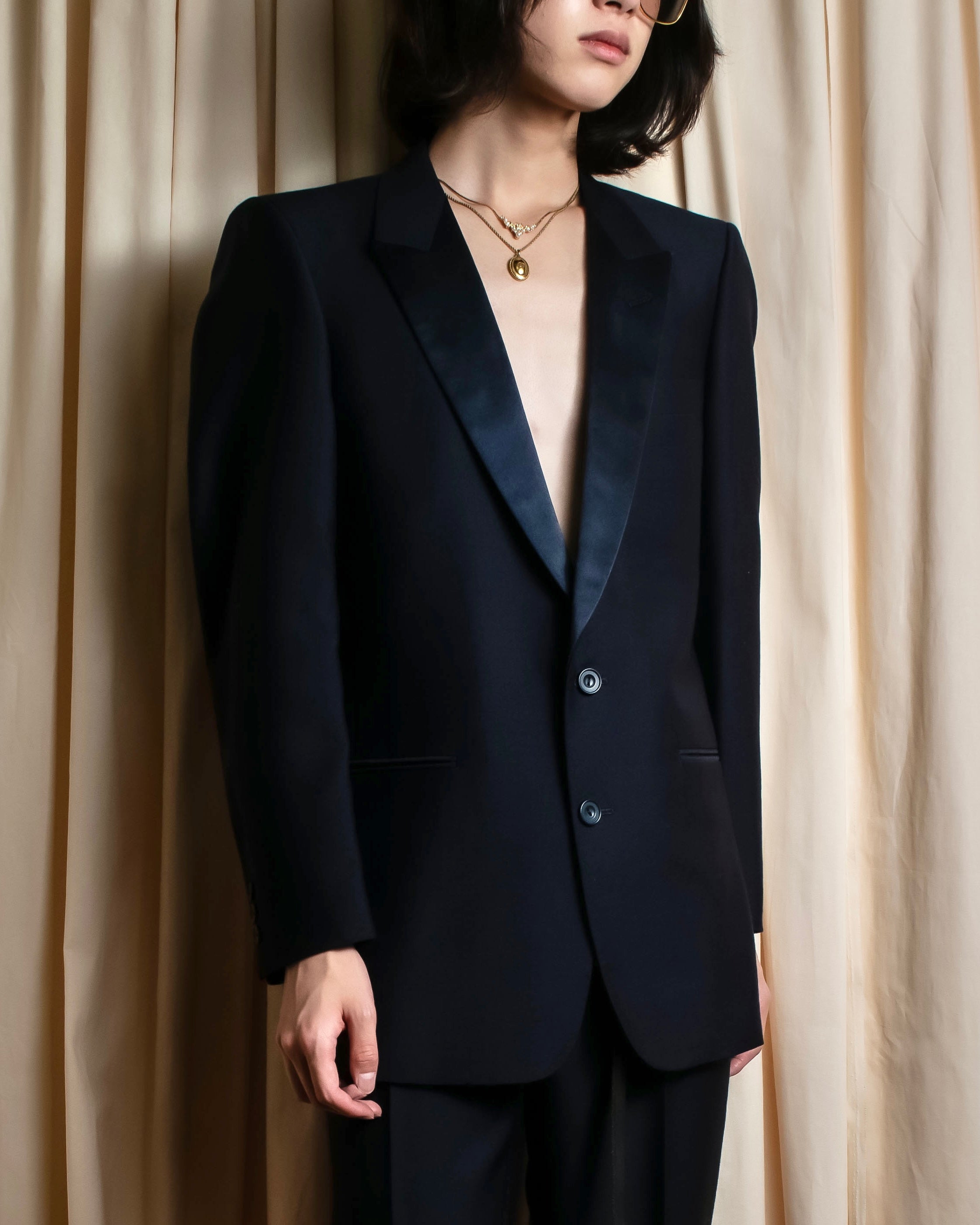 "CHRISTIAN DIOR MONSIEUR" Satin switching design tuxedo dress set up